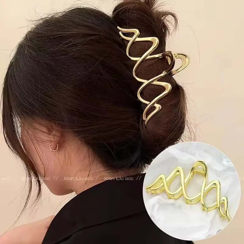 Punk-Haarklammer aus Metall für dicke, flüssige, unregelmäßige Muster, Haarspangen, rutschfestes und stilvolles Accessoire, silberfarbene Haarnadel