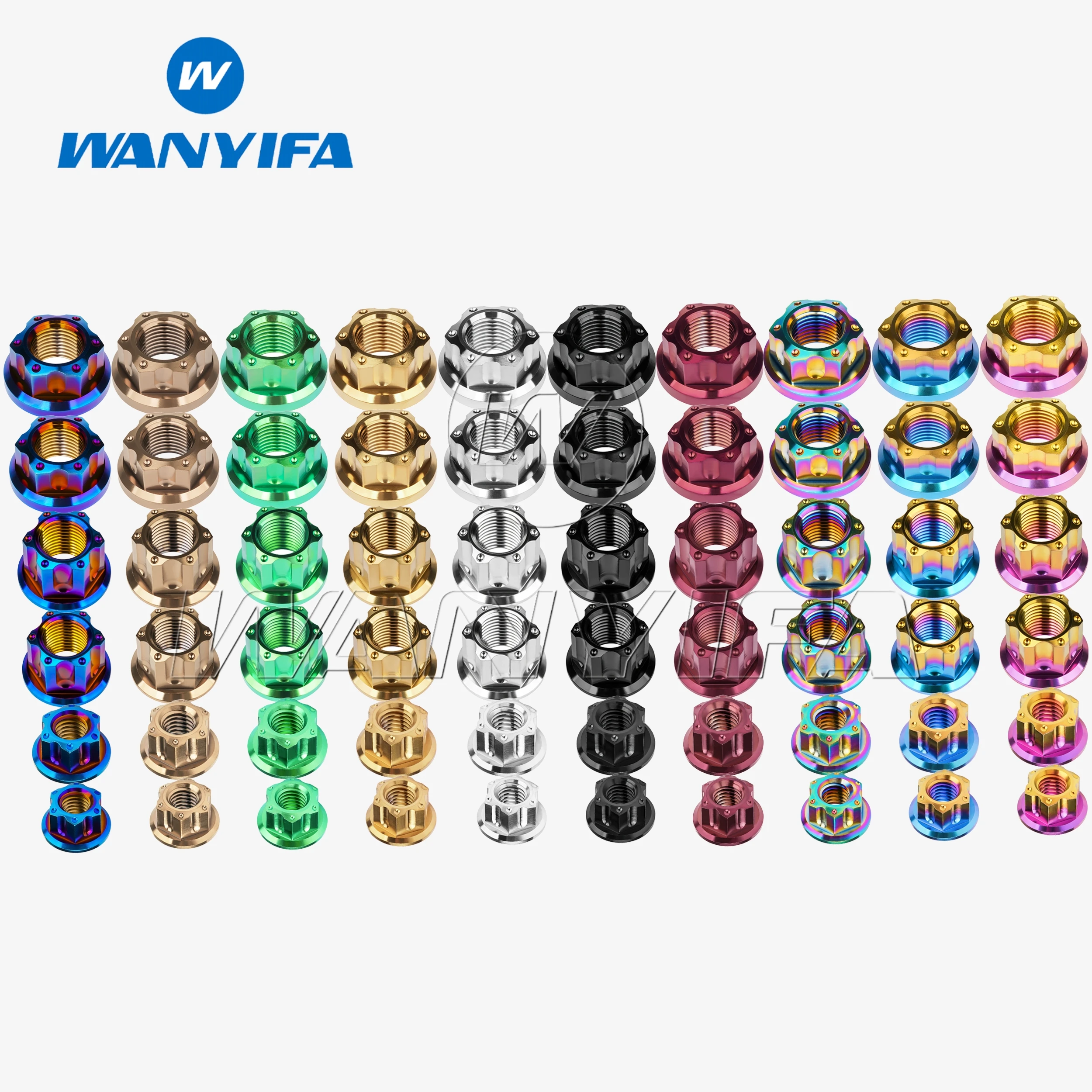 Wanyifa Titanium Nut M6 M8 M10 M12x1.25 M14x1.5 M16x1.5 Torx Flange Nut Hexagon for Bicycle Motorcycle Ti Fastener