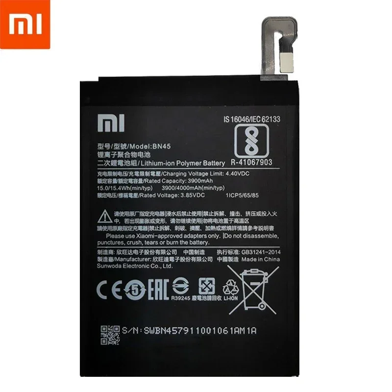 2024 Years 100% Original Phone Battery for Xiaomi Redmi Note 5 Note5 Note 6 Pro BN45 4000mAh Replacement Batteries Fast Shipping