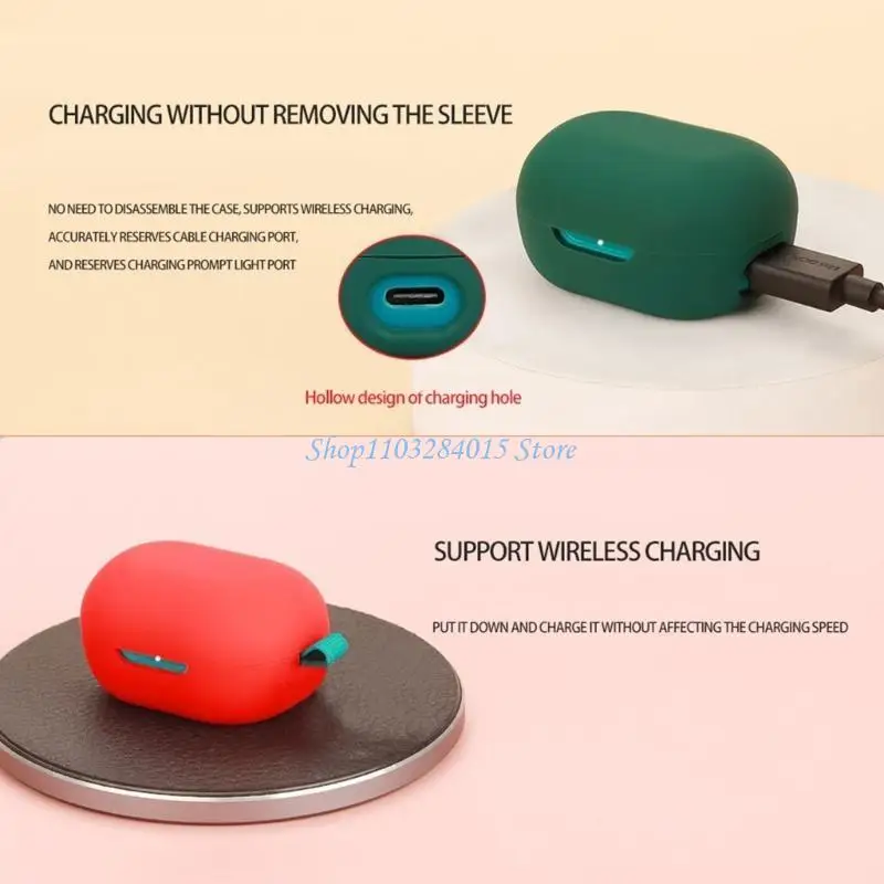 R6FF Flexible Silicone Protective Case Housing For JLab JBuds Mini Earbud Shockproof Cover Scratch Resistant Sleeve Daily Use