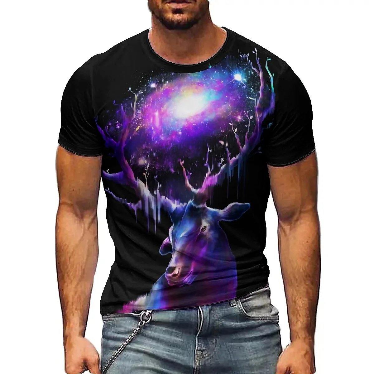 Spring and Summer Vibrant Color Design, Men's 3D Printed Short-sleeved T-shirt, Soft and Comfortable