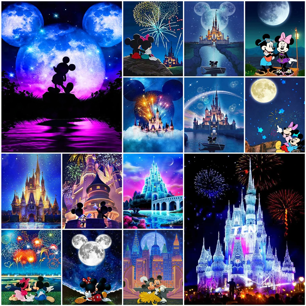 Disney Diamond Mosaic Castle Full Round Drill Kit Painting Cartoon Rhinestone Pictures Embroidery Mickey Christmas Decorations