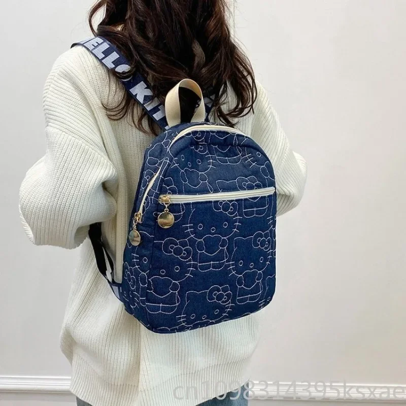 

Denim Hello Kitty School Backpack Shoulder Bag for Women Durable Portable Girls Bag Casual Mini Backpacks