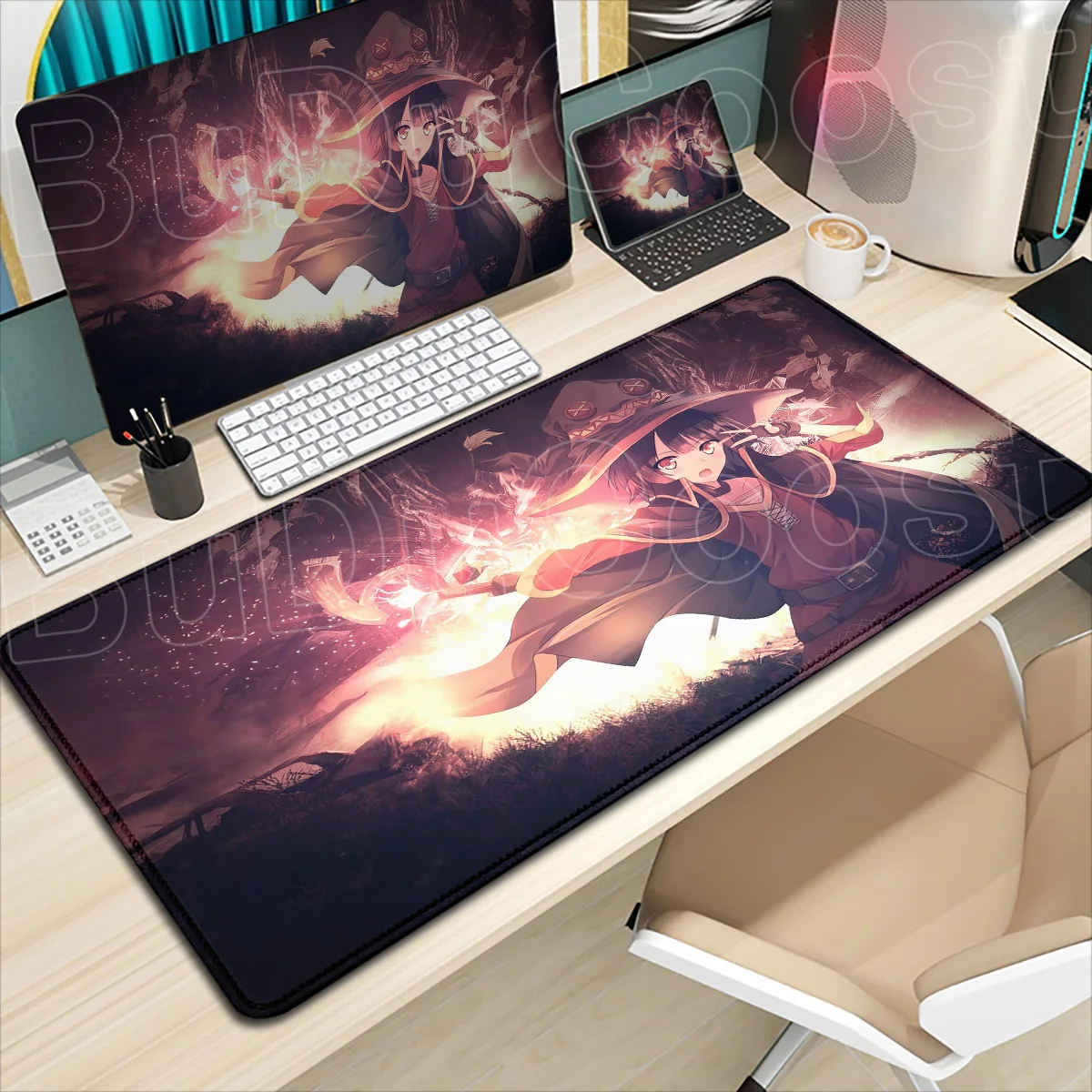 

XXL Kawaii Anime Girl DeskMat KonoSuba Megumin MousePad Large Keyboard Desk Mat Rubber Gaming Accessories HD Printing Laptop pad