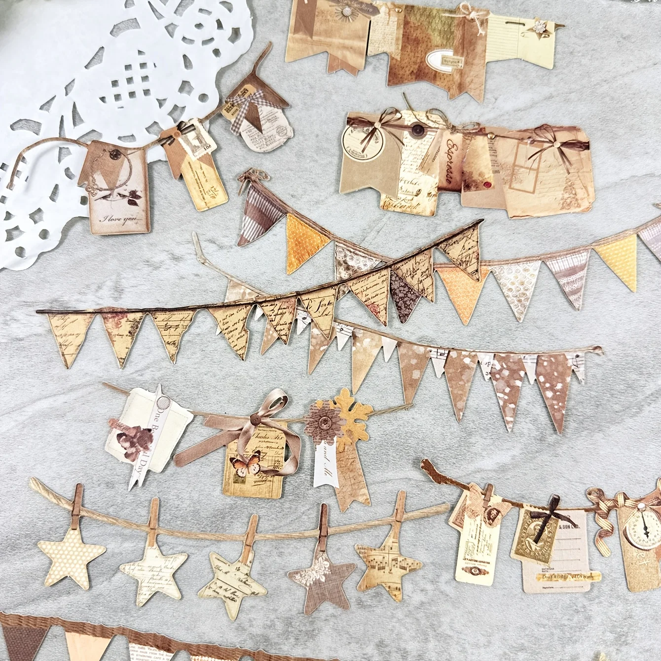 A pack of 10, retro party banner pull-up decorative stickers, handbook DIY collage decorative album scrapbook stickers