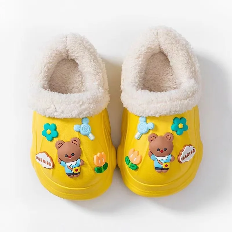 Children Slipper Indoor Waterproof Cartoon Thick Soled Cotton Slipper Kid Soft Sole Winter Shoe for Girl Kid Zapatillas De Casa