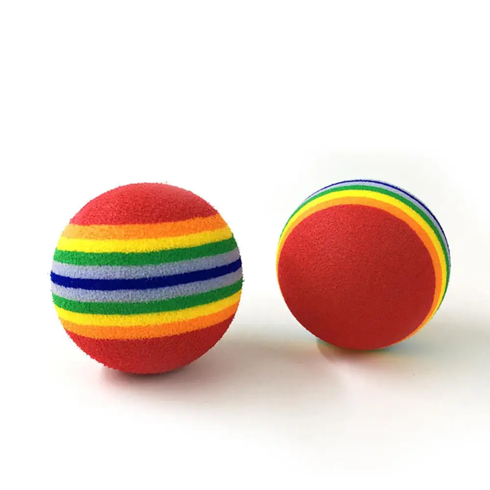 Rainbow Ball Pet Toys Funny Chewing Interactive Toy Pet Dog Puppy Rainbow Striped Ball Teething