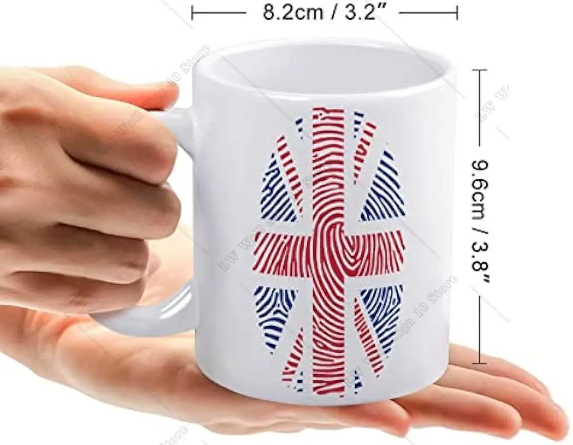 UK Finger Print Funny White Ceramic Coffee Mug Personalized Patterns Tea Cups with Handle 330ml Milk Mug