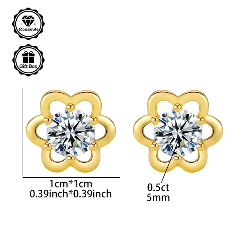 

LAMVOICE jewelry for women/stud earrings with 1 carat moissanite S925 sterling silver earrings Valentine’s Day gift for her