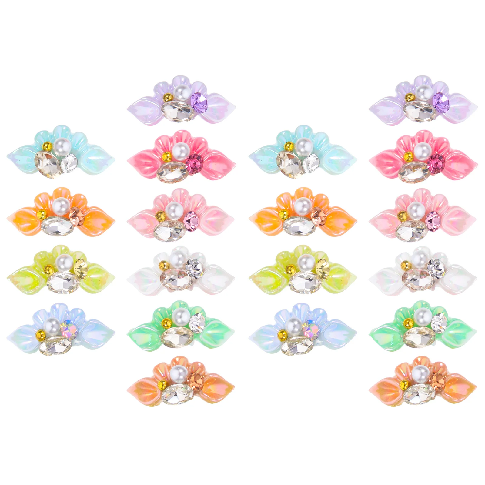 20 個ネイルアート用品フラワーラインストーン真珠魅力的な DIY デコレーションネイルアート用品ネイル用ラインストーン