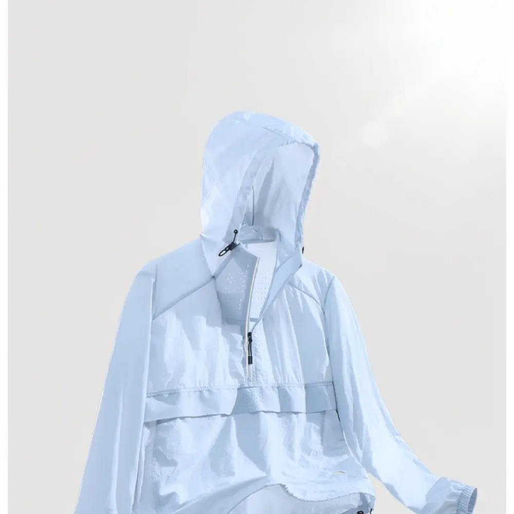 Summer Sun Protection Skin Jacket Unisex Hooded Cooling Top UPF50 Plus Breathable For Outdoor Hiking Cycling Sports