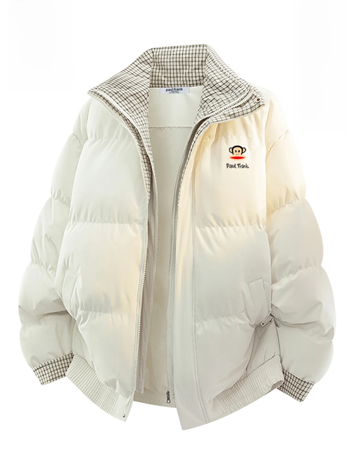 

Мужская зимняя повседневная куртка Paul Frank в клетку, теплая, свободного кроя, новая, из полиэстера, с длинными рукавами, на молнии