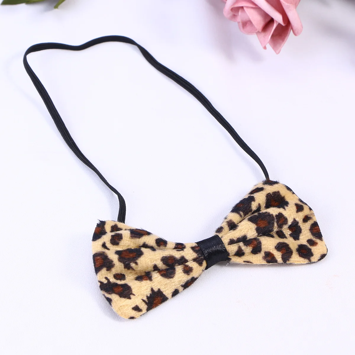 3Pcs Kids Animal Ears Headband Ears Bow Ties Tail Set Party Cosplay Costume Cosplay Fluffy Plush Hairband (Yellow Leopard Print)