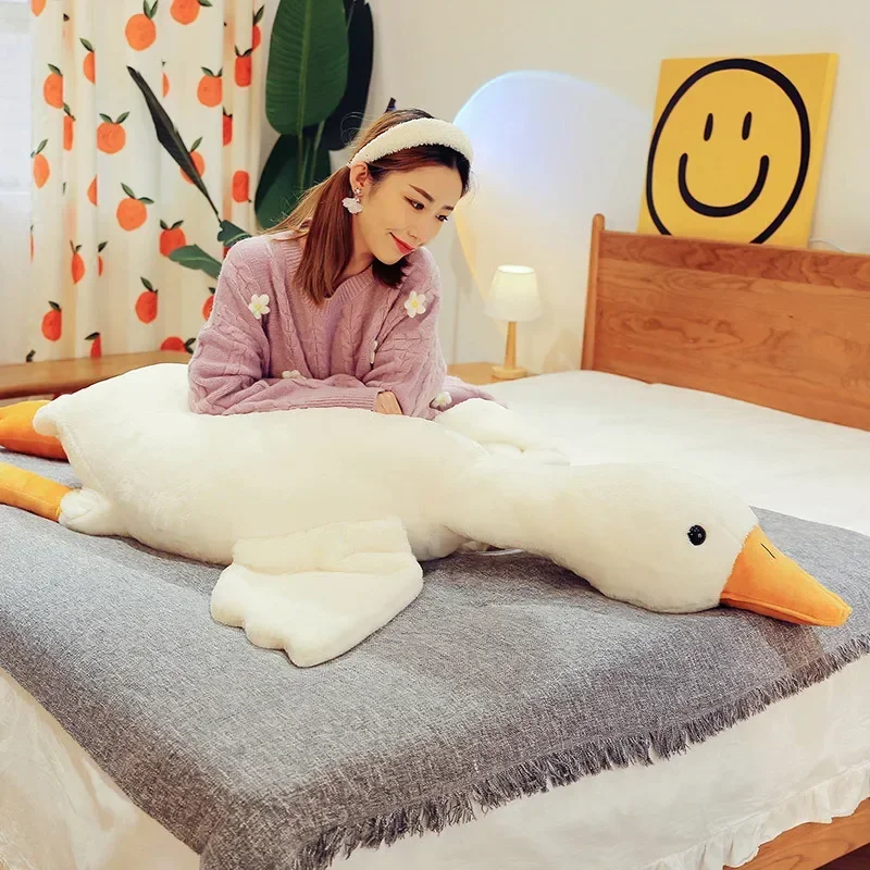 50-160cm Big White Goose Plush Toy Giant Duck Doll Soft Stuffed Animal Goose Sleeping Pillow Sofa Cushion Birthday Gift for Kids