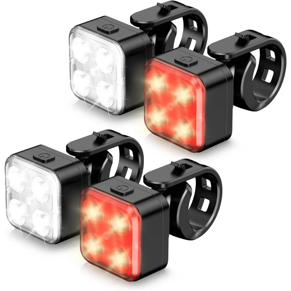 

Akale Bike Lights Set, Rechargeable Bicycle Lights Front and Rear, 4 Light Mode Options, Bike Headlight, IPX4 Waterproof, Easy t