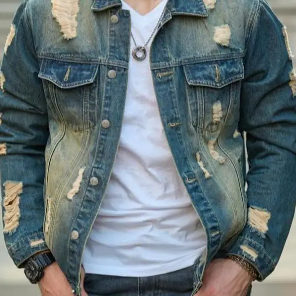 

New Men's Jaets Coats Waist-Cinching Sle ort Length V-ne Seven-quarter Sve Other Material Casual Wear for Middle-a...