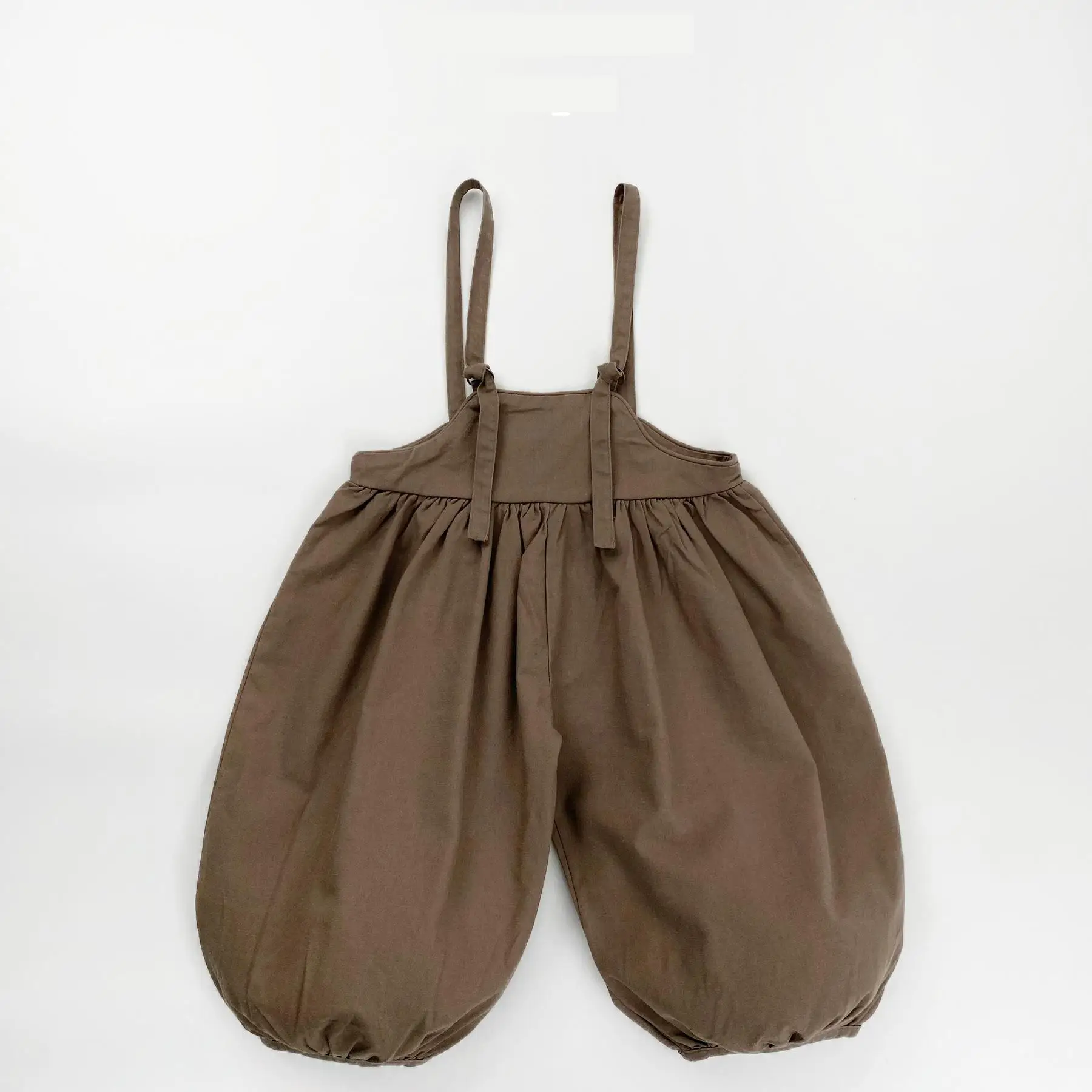 

2026 Spring New Children Loose Overalls Cotton Girls Solid Sling Trousers Fashion Boys Casual Lantern Pants Kids Toddler Clothes