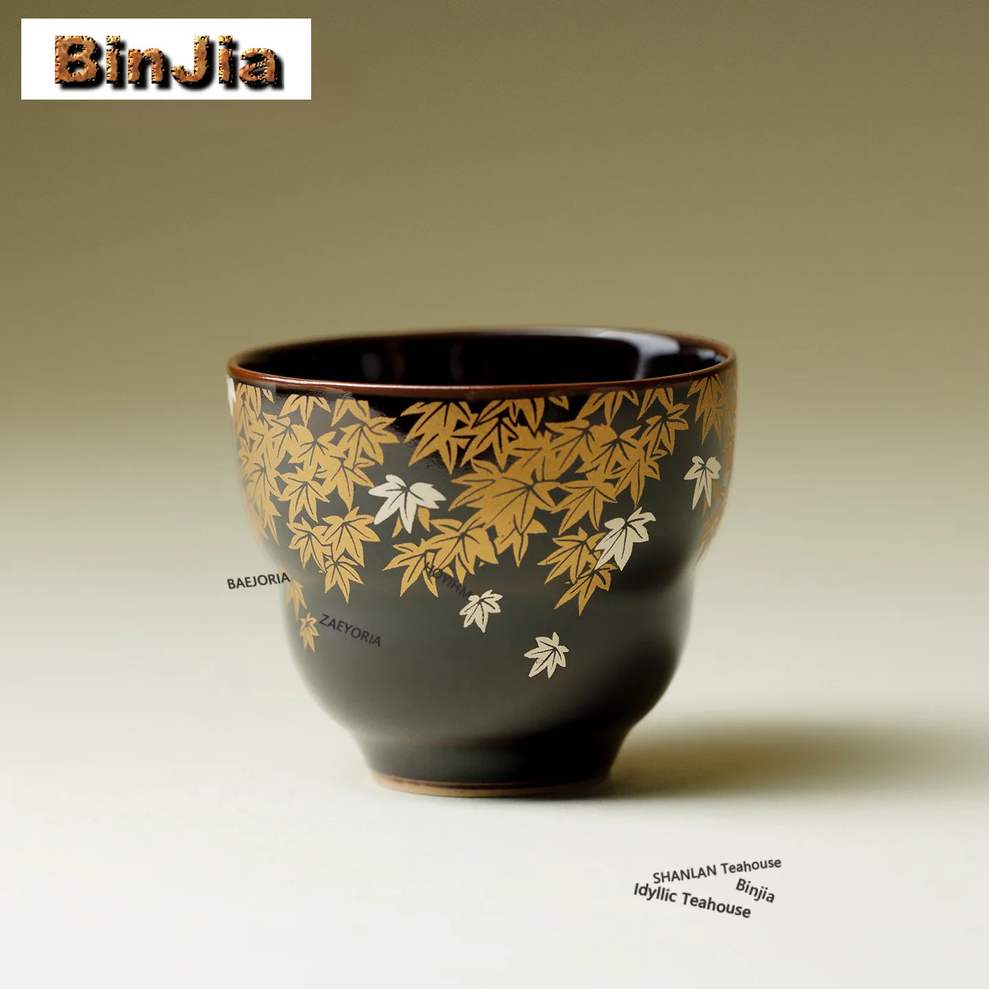50ml Ink Dyed Golden Maple Teacup Traditional Tea Bowl Set Of Cups Tea-tasting Meditation Cup Jianzhan Master Cups Cha Ornaments