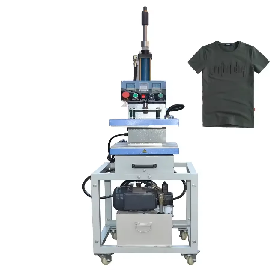 3D Concave Convex Heat Press Embossing Machine Hydraulic Logo Printing for Fabric Leather T-Shirts Semi-Automatic Condition New