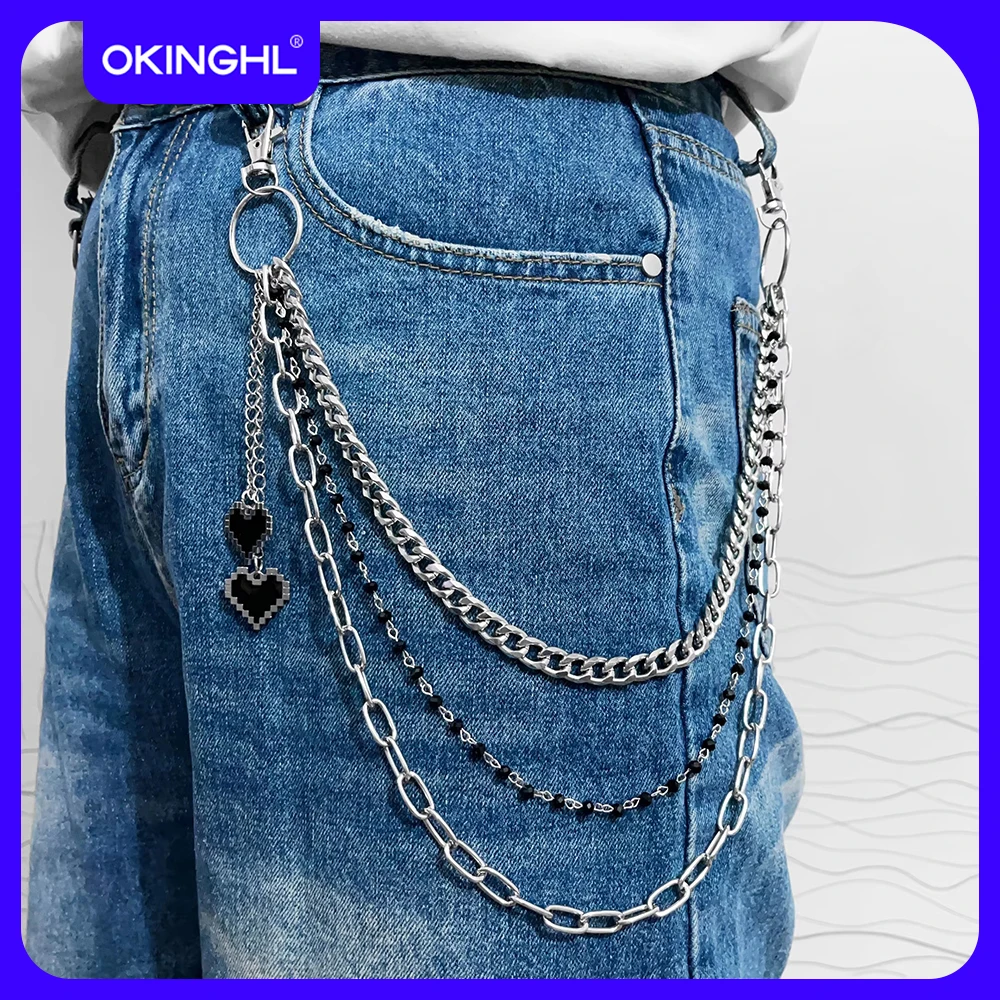 

Multi layer metal pants chain, Y2K chain belt, gold and silver dual color optional jeans, versatile hip-hop street accessories