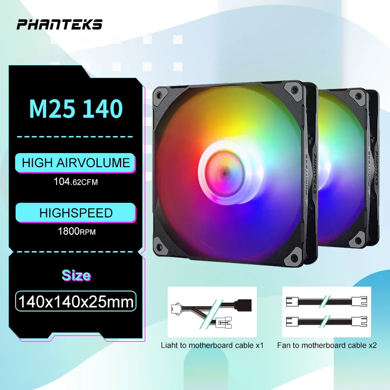 

Phanteks M25 140 Case Fan Desktop Cooling Fans FDB Hydraulic Bearing 4pin PWM Temperature Control 2000rpm Air Volume Type