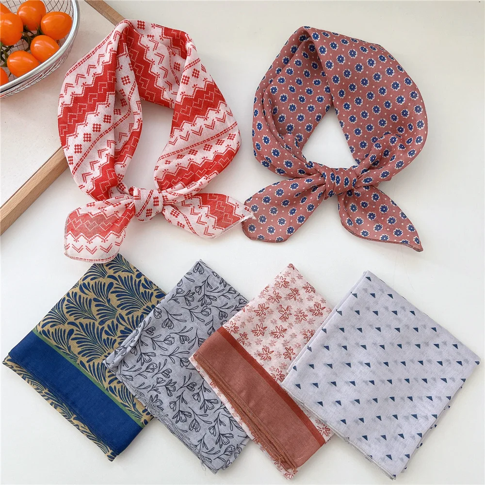 

58cm Girl Cotton Square Scarf Women Fashion Bandanas Head Hair Accessories Turban Hairband Headband Girls Scaves Accessorries