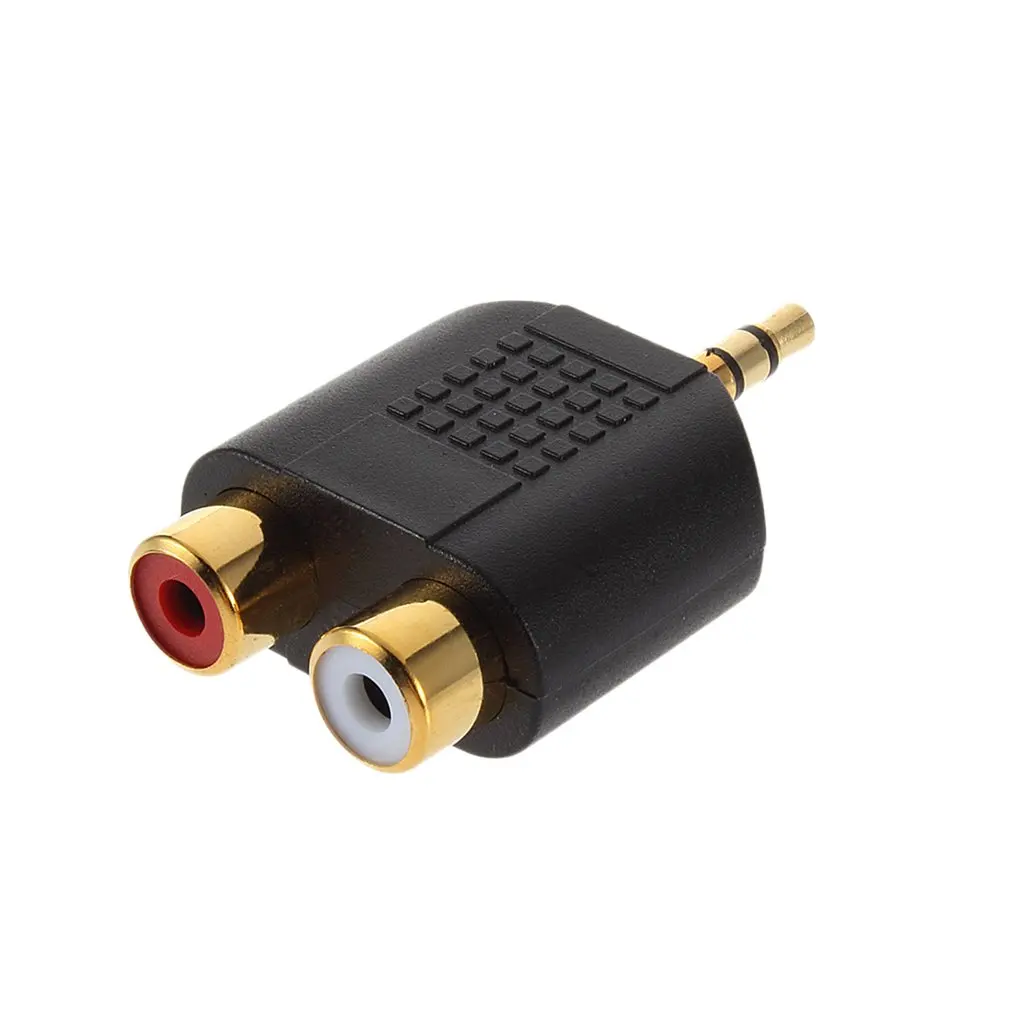 2024 New Audio Adapters Portable Gold-plated 3.5mm Stereo Plug To 2RCA Female Connector TV Phone Notebook Desktop DV Adapter