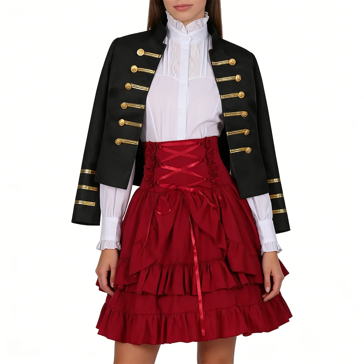 Damen Vintage Stehkragen Performance-Kostüm Goldene Doppelreihige Jacke Rollenspiel Snare Drum Ehrengarde Kostüm