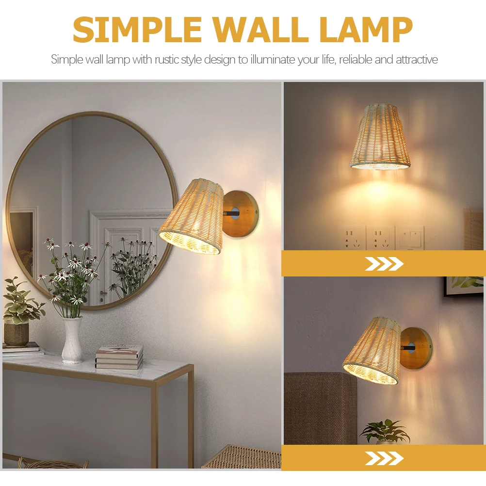 Aplique de pared para cabecera, lámpara de dormitorio, accesorios de iluminación, luces nocturnas modernas para colgante Simple de ratán