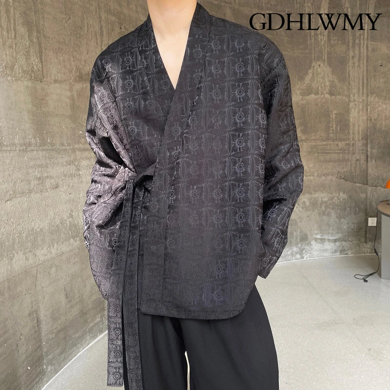 

GDHLWMY Autumn new jacquard Chinese Zen style long sleeved men's and women's shirt jacket