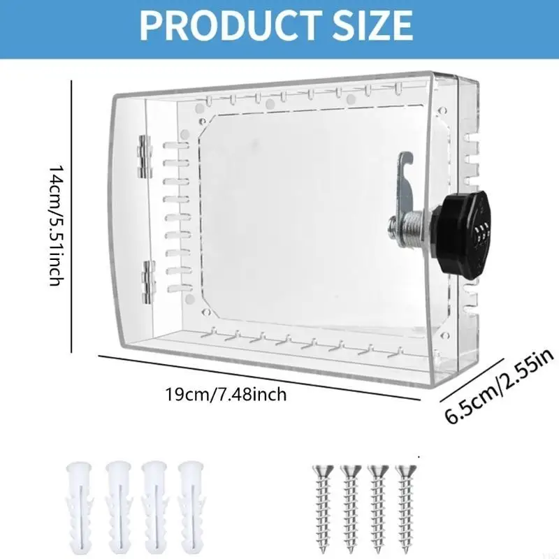 صندوق قفل منظم الحرارة الشفاف مع مجموعة قفل مجموعة غطاء ترموستات مثبت على الحائط لتعزيز الأمان والحماية Y4QC #6