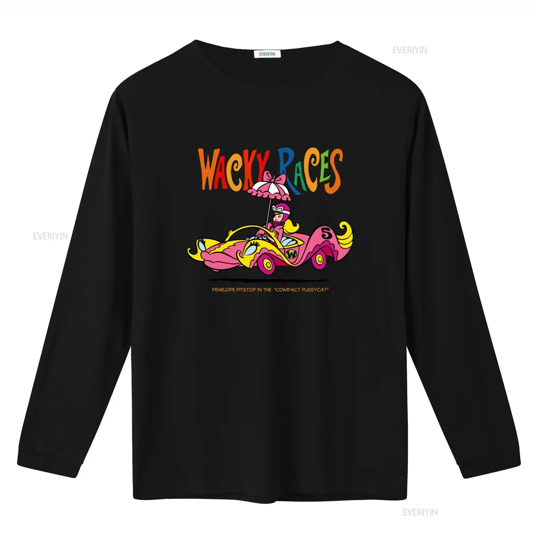 60s Retro Wacky Races Cartoon Penelope Pitstop in Compact Pussycat T Shirt for Women vintage Washed Top For Everyday Wear