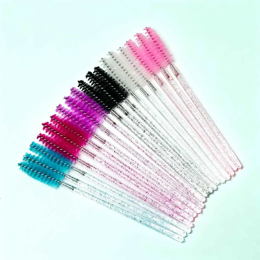 Crystal solid eyebrow and eyelash dual-use brush; portable colored eyelash comb for eyelash extensions and beauty tools