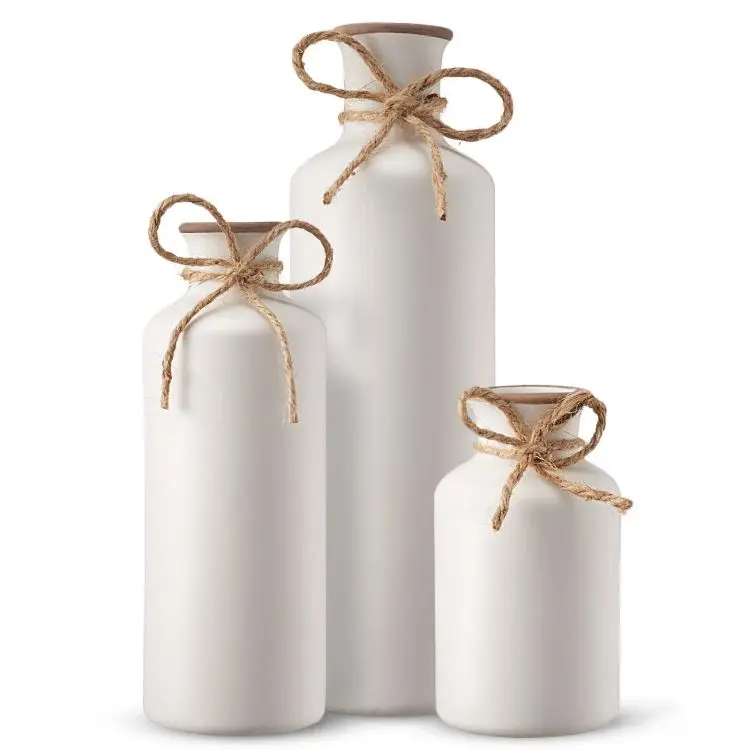 Custom Classic Art Decoration Modern Style Glazed Antique Vase Three Piece Wedding Christmas Decoration