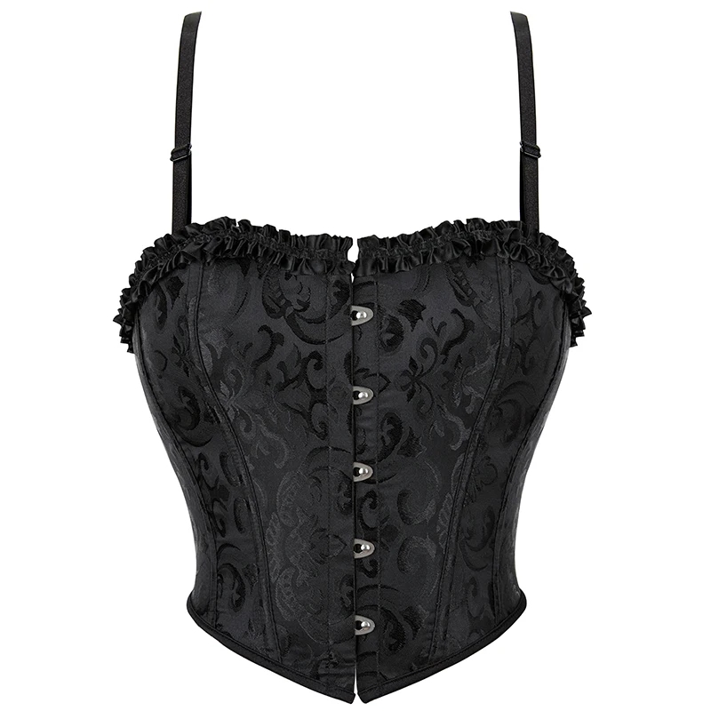 

Womens Lace Sexy Corset Tops Black Vintage Sling Bra Corsets Push Up Low Back Strapless Underwire Bustier