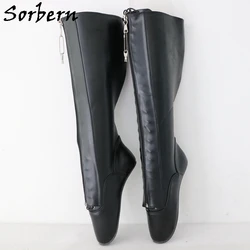 Sorbern Lockable Zipper Ballet Boots Women Lace Up No Heel Knee High Boot Unisex Hard Shaft Custom Wide Slim Fit Calf Ankles