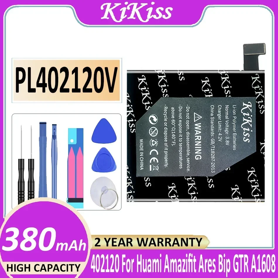 

Умные часы KiKiss для Huami Amazifit Ares Bip GTR, спортивные часы A1608, мощный аккумулятор PL402120V, 380 мАч, аккумулятор большой емкости + Инструменты