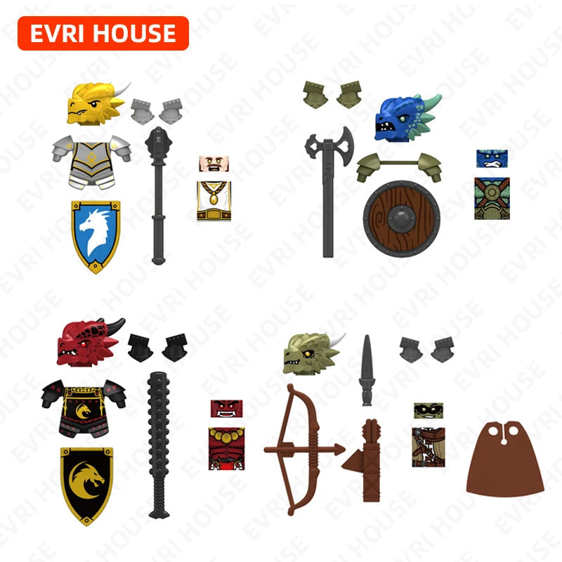 Dragon Knight Building Blocks Dolls Mini Action Figures Bricks Assembly Accessory Toys for Children N833-836