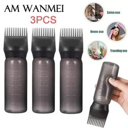 3pcs Hair Salon Essentials Set Thick Plastic Shampoo Washing Dye Perm Bottles with Teeth Moisturizing Care Hair Styling Tools