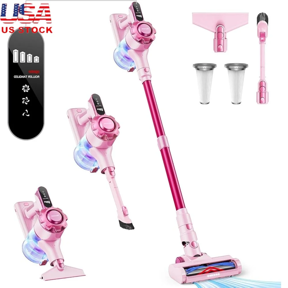 

Cordless Vacuum Cleaner 8-in-1 Lightweight Powerful Suction 45mins Runtime LED Screen 5-Stage Filtration with Accessories