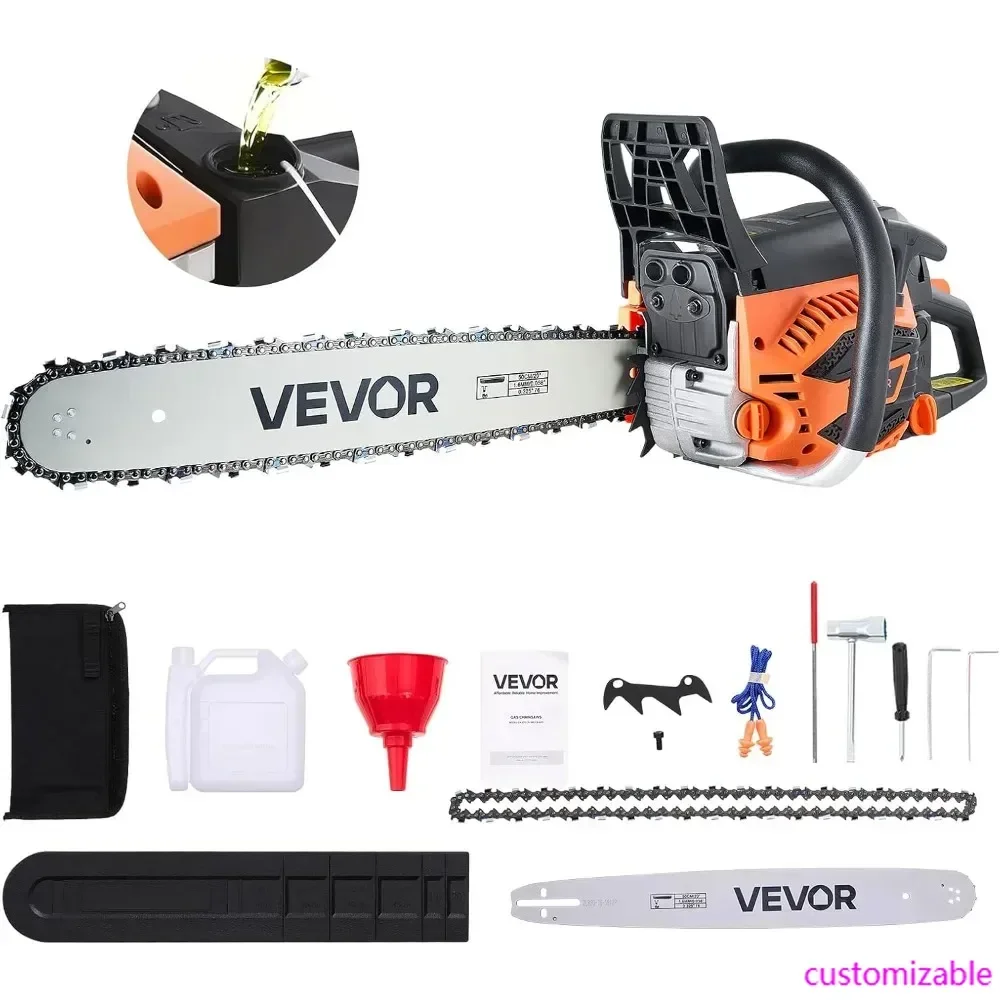 20inch 62CC Gas Powered Chainsaw, 3.8 HP 2 Stroke Engine Power Chainsaws with Non-Slip Handle,