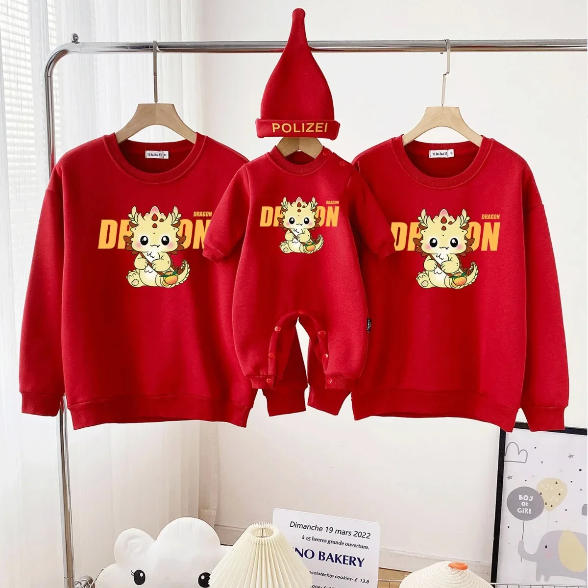 Chinese Dragon New Year Family Long Sleeve Sweatshirt 2024 Winter Autumn Dad Mom and Daughter Son Children Clothes Infany Romper