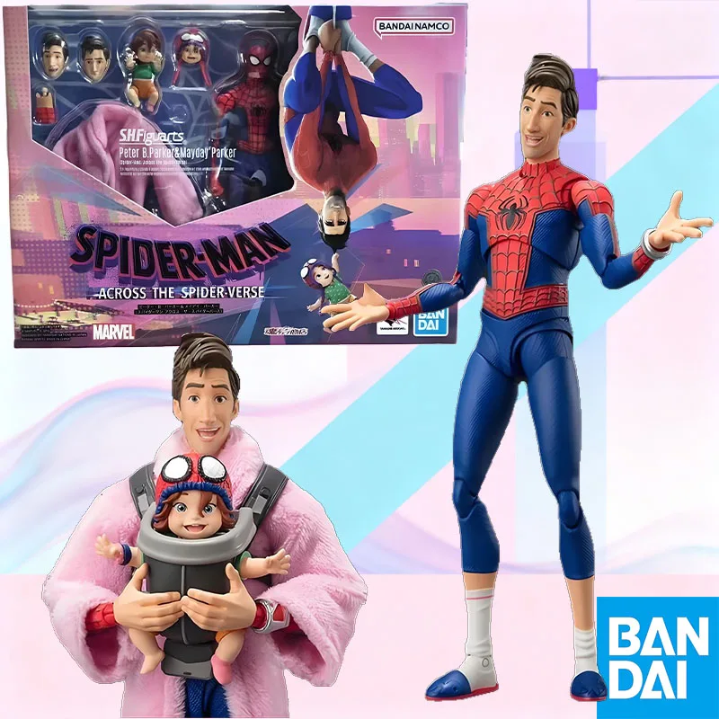 

In Stock Bandai S.H.Figurats Spider Man Peter B Parker Mayday SHF Anime full action Figure Finished Model Kit Toy Gift for Kid