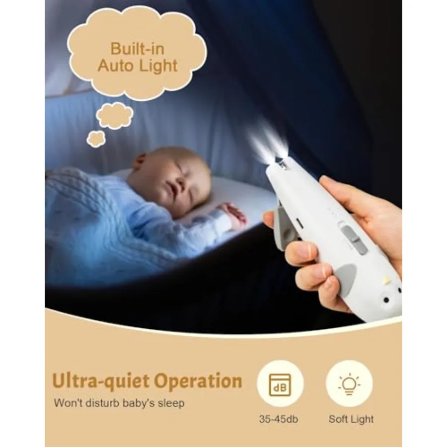 Set tagliaunghie elettrico ricaricabile 26 in 1 con luce automatica per neonati e bambini piccoli Kit sicuro per l'assistenza sanitaria e la cura del bambino