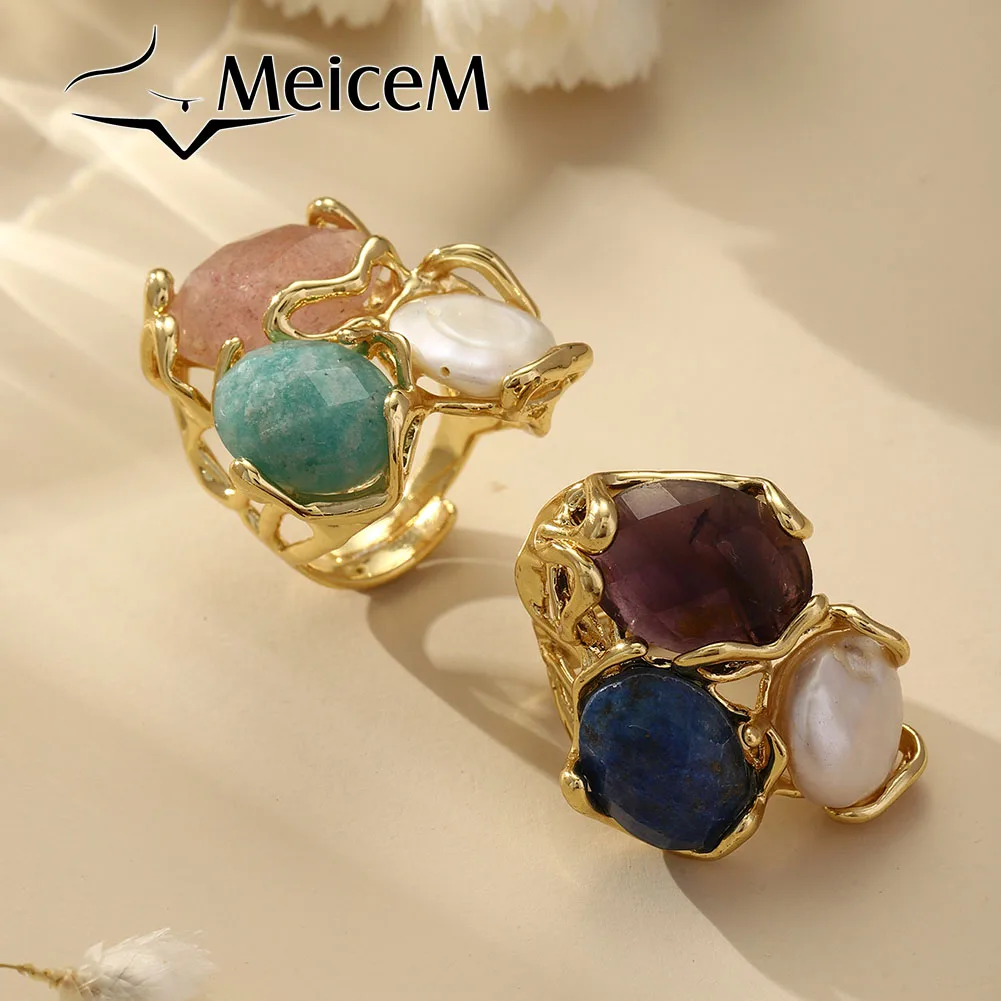 MeiceM Geometric Zinc Alloy Ring Luxury Foldable and Expandable Women\'s Ring Fashion Women\'s Party Jewelry Valentine\'s Day Gift