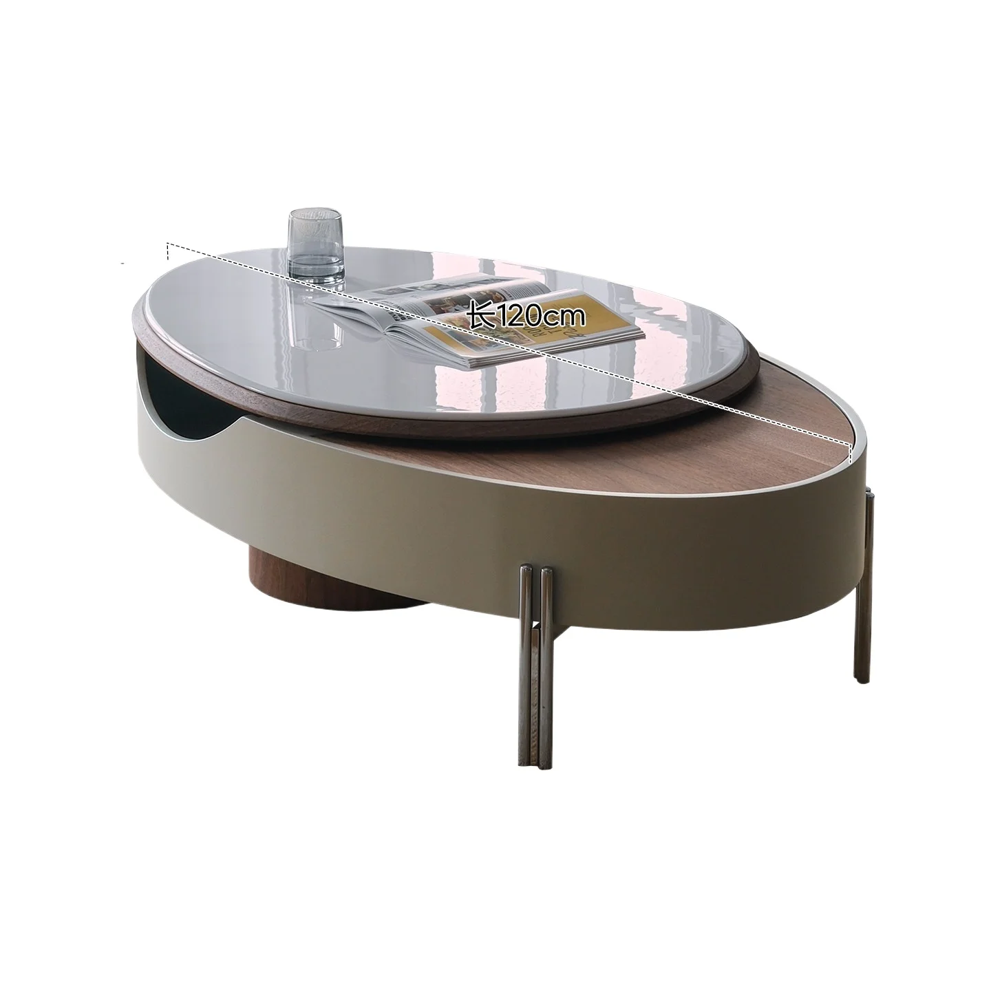 LMM microcrystalline stone rotating telescopic coffee table modern simple wind living room storage round table