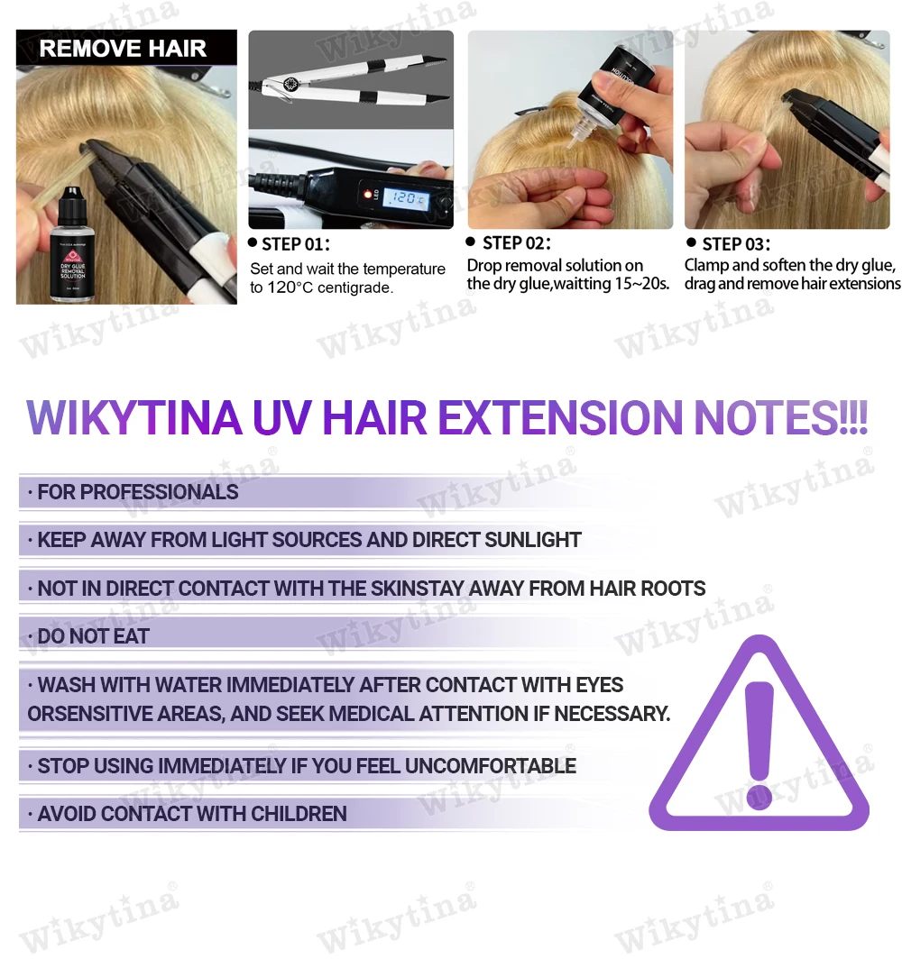 WIKYTINA Professional UV Light Hair Extension Kit - Complete Tool Set with UV Glue Remover Machine UV Hair Extension Machine