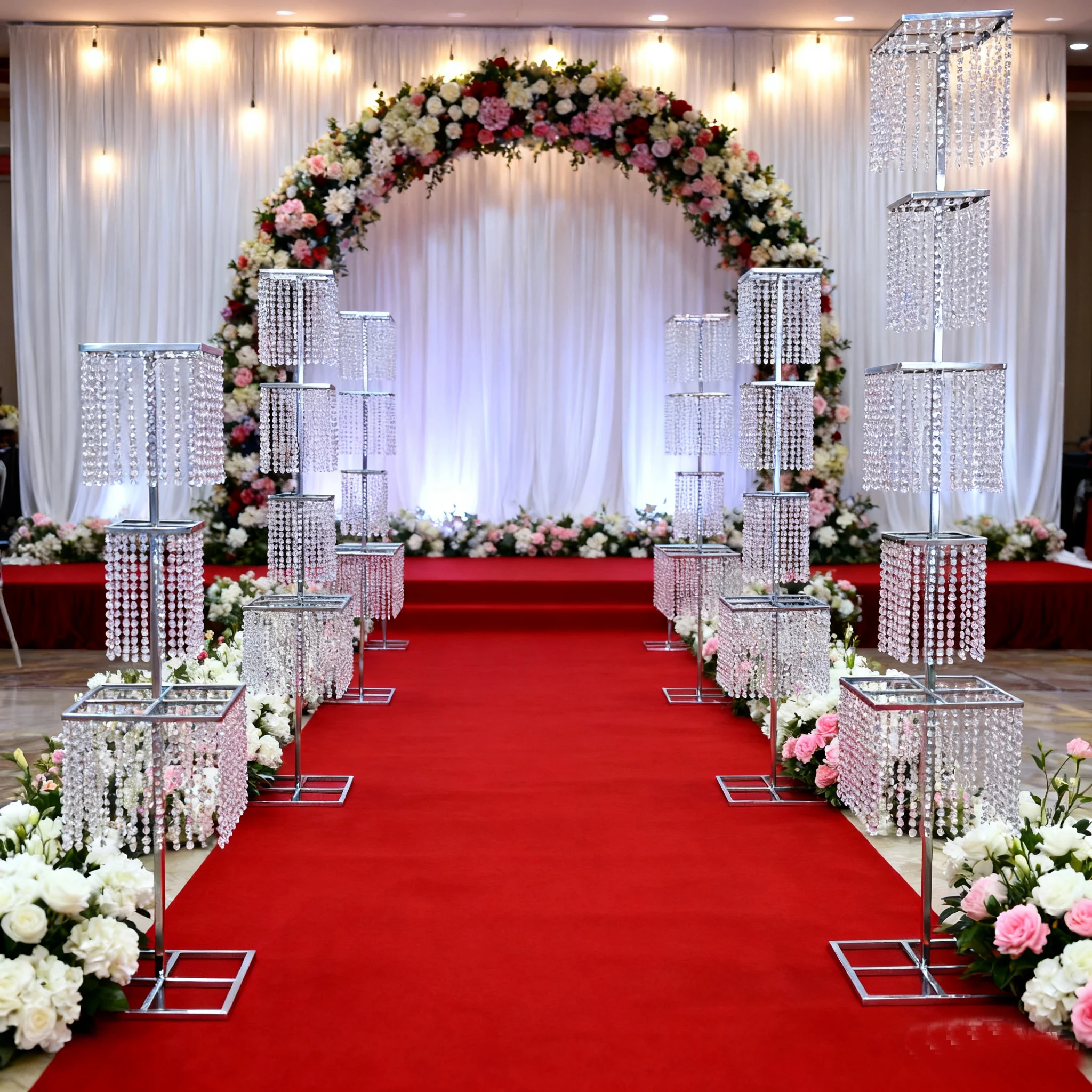 

1.6-2.4m f30 Wedding Table Centerpiece Gold Backdrop Stand Metal Flower Stand Romantic Road Lead Party Event Decoration ivy76