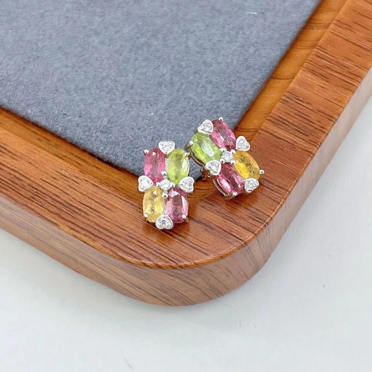 

Best Seller Stud Earrings Jewelry For Woman With Natural Tourmaline Gemstone 3*5mm For Wedding Party Banquet Vintage Earrings