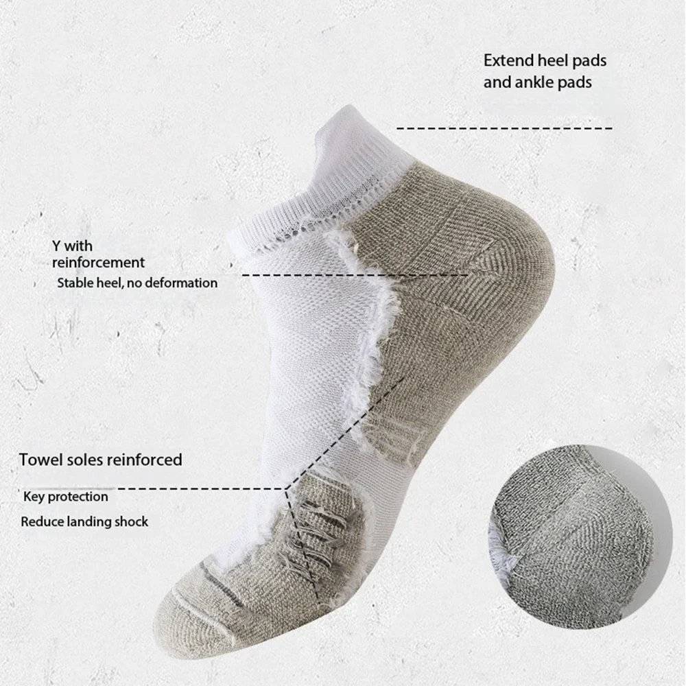 3 أزواج من الجوارب القصيرة الرياضية الاحترافية الجديدة للرجال، منشفة سميكة سريعة الجفاف، جوارب كاحل للجري واللياقة البدنية للرجال هدية للرجال
